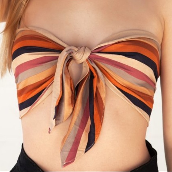 Honey Punch Tops - HONEY PUNCH MICROSUEDE RETRO STRIPED BANDEAU